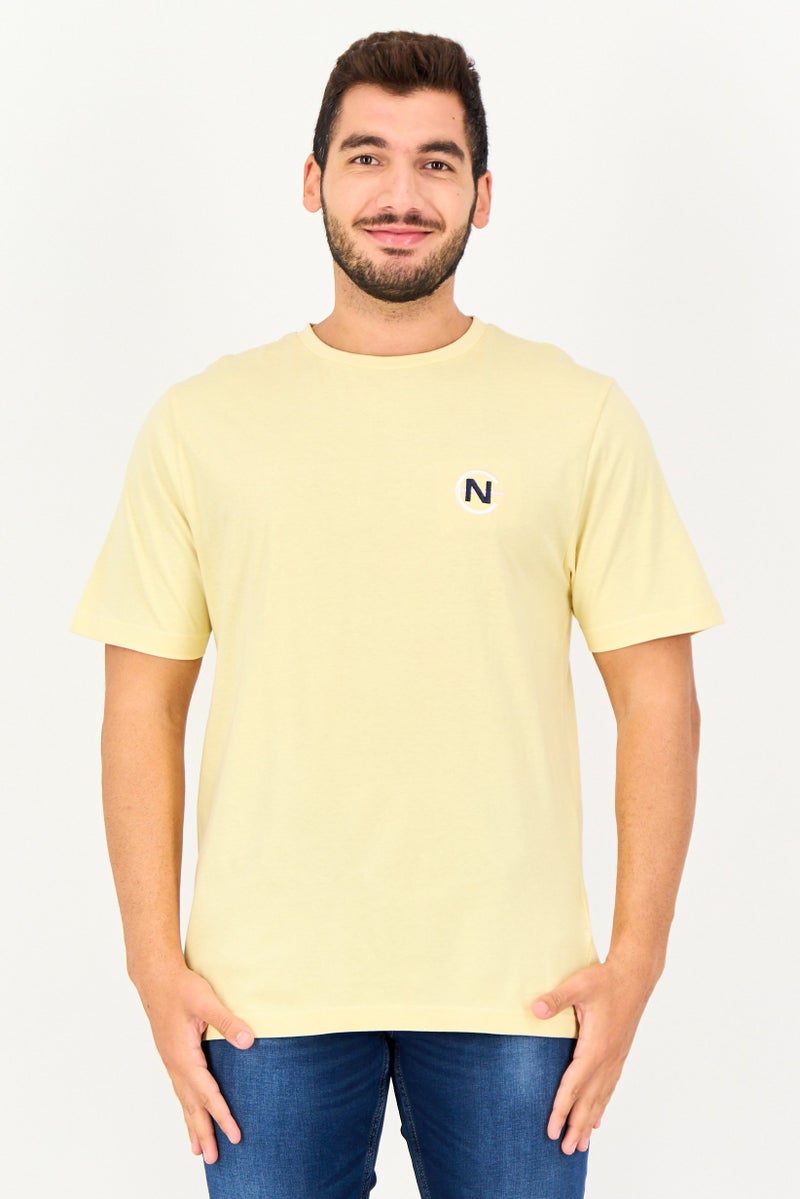 NAUTICA Men Crew Neck Short Sleeve Graphic Print T-Shirt, Pale Yellow - Image 1