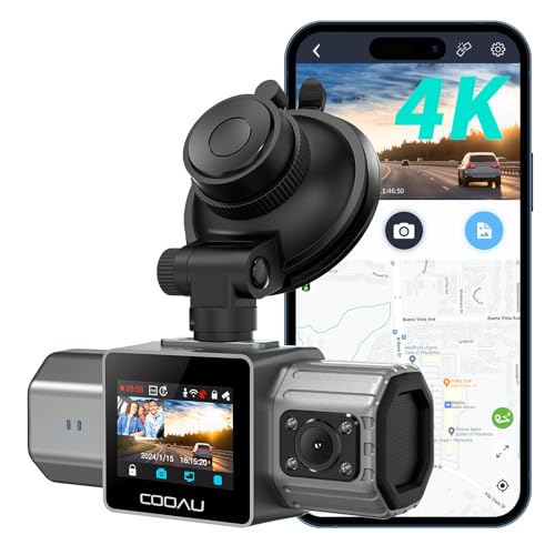 COOAU 4K Dual Dash Cam, Built-in GPS Wi-Fi, 2.5K+1080P Dash Cam Front and Inside with Infrared Night Vision, Dash Camera with Parking Mode, Loop Recording, Support 256GB Max - Image 1