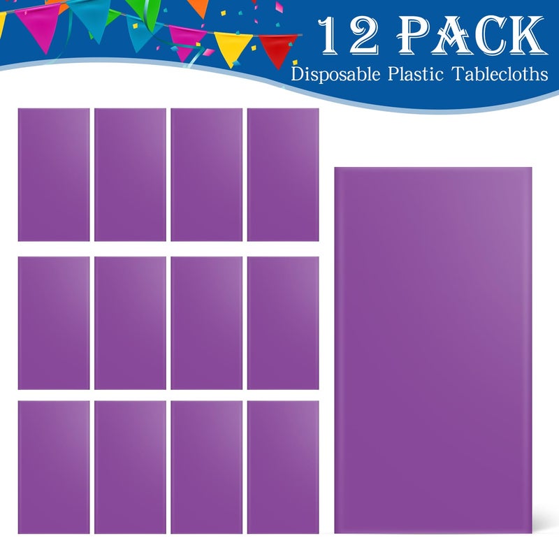 YSYJ 12 Pack Purple 54 x 108 Inch Disposable Plastic Tablecloths Rectangular Table Cloth Plastic Table Cover for Parties - Image 3