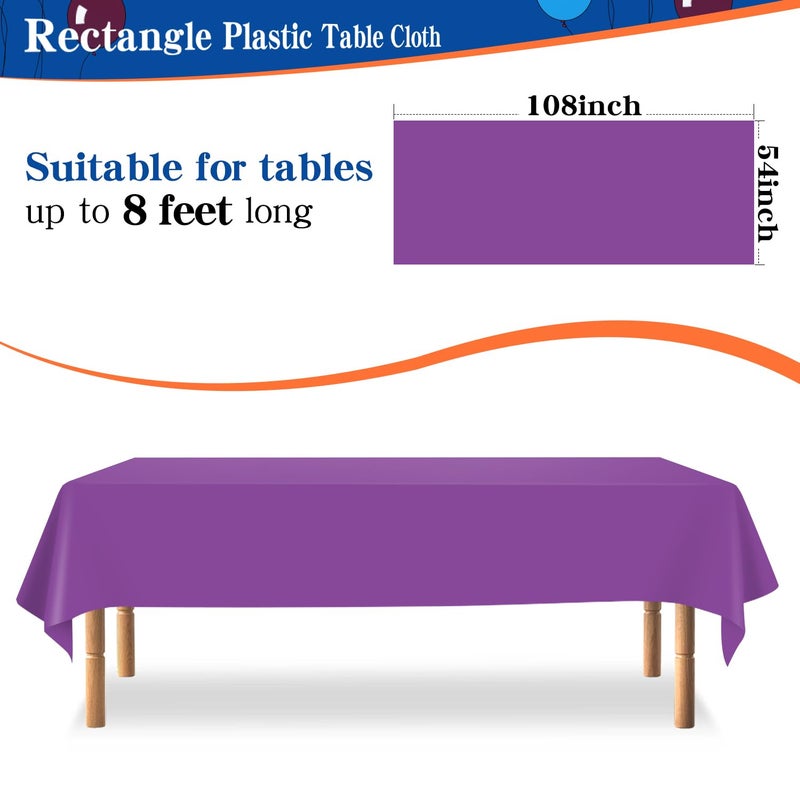YSYJ 12 Pack Purple 54 x 108 Inch Disposable Plastic Tablecloths Rectangular Table Cloth Plastic Table Cover for Parties - Image 1