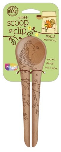 Talisman Designs Laser Etched Beechwood Scoop with Clip | Woodland Design | Wood Coffee Spoon, | Cute & Functional Kitchen Tool, | Small Wooden Utensils - Image 5