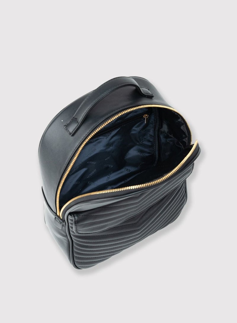 AMICA Luz Quilted Fashion Backpack Bag for Women-Black - Image 3