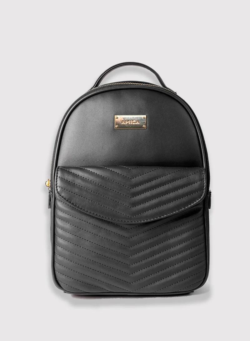 AMICA Luz Quilted Fashion Backpack Bag for Women-Black