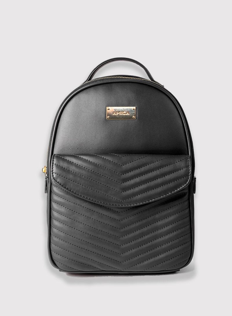 AMICA Luz Quilted Fashion Backpack Bag for Women-Black - Image 1
