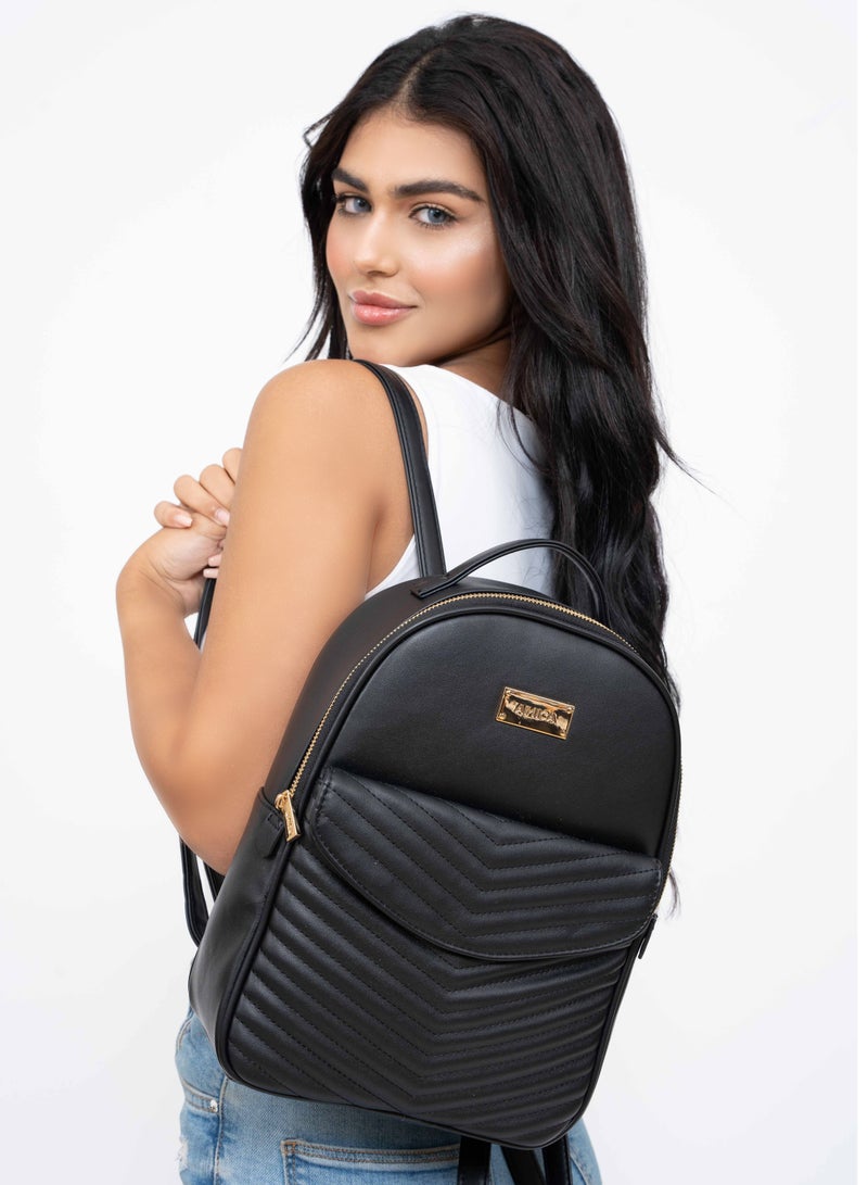 AMICA Luz Quilted Fashion Backpack Bag for Women-Black - Image 5