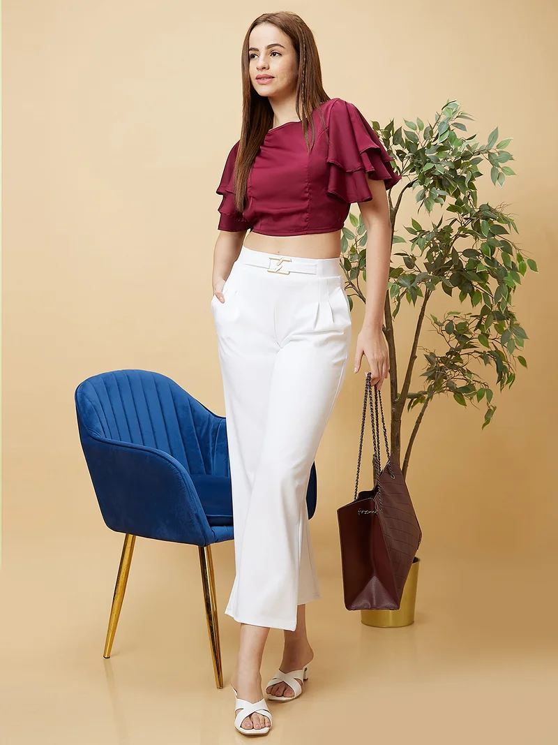 globus Globus Women Flared Sleeves Crop Top