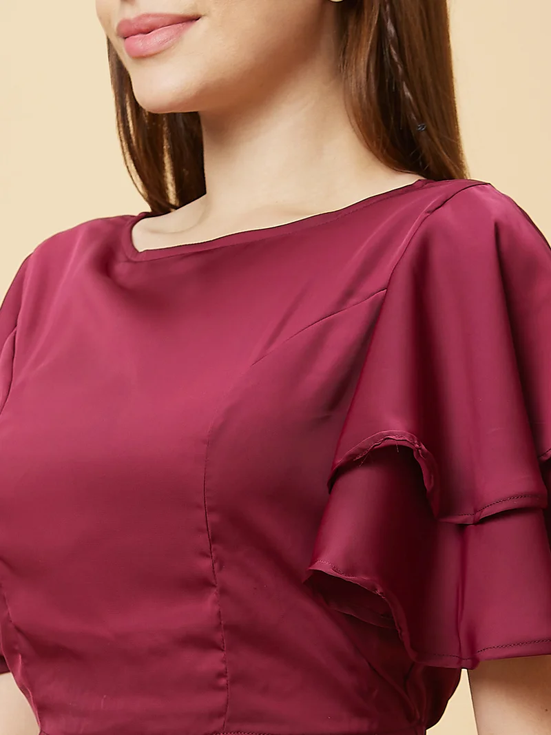 globus Globus Women Flared Sleeves Crop Top