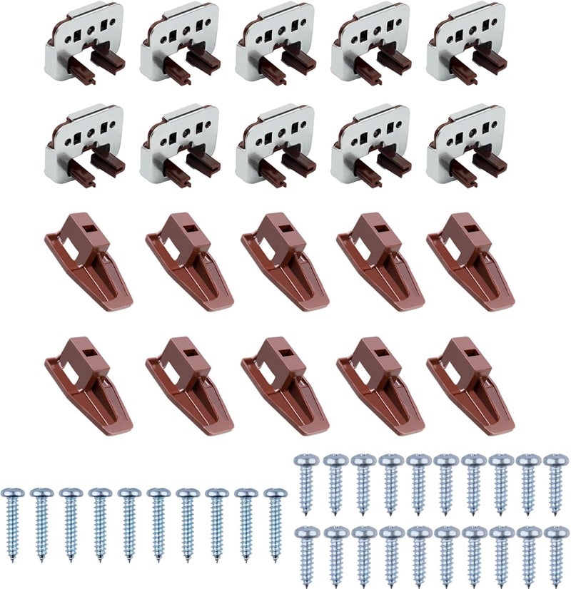 ChenYu 10 Sets for kenlin Drawer Slide Track Guide Glide - Replacement Parts for Dressers and Nightstands - Bottom Mount - Brown (10) - Image 1