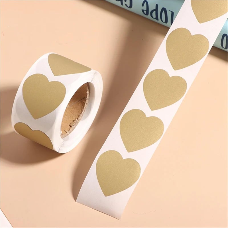 Scratch Off Stickers 10 Roll Scratch Off Stickers Labels Secret Code Cover Self-Adhesive Sticker Activity Card Scratch-Off(1-inch Gold Heart Shape) - Image 2