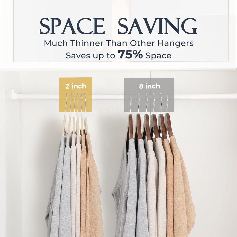 HOUSE DAY Beige Velvet Hangers 60 Pack - Premium Non-Slip Felt Clothes Hangers, Sturdy Heavy Duty Coat Hangers, Durable Suit Hangers for Space Saving, No Marks 360 Rotating - Image 4