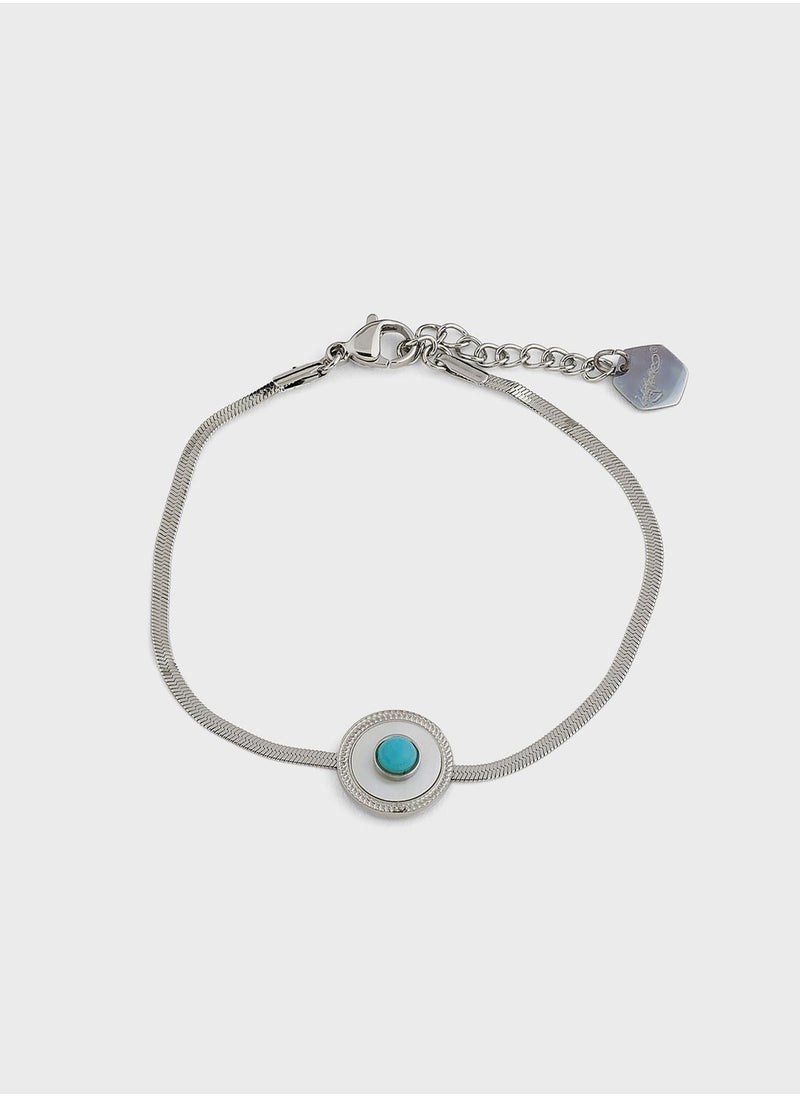 Lady Mauve ORA EYE CIRCLE PENDANT SNAKE CHAIN BRACELET  - Image 1