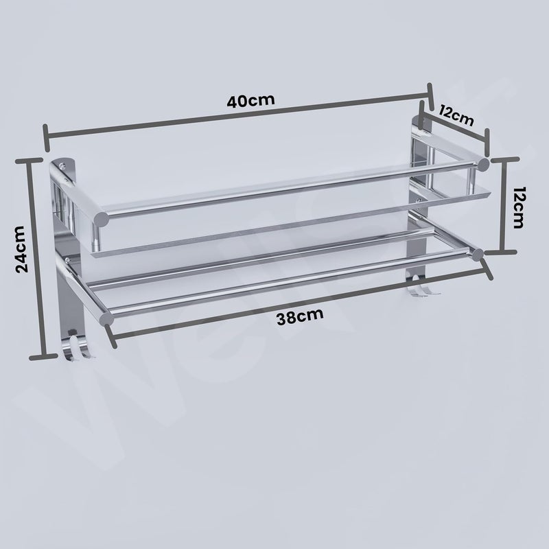 Well Set رف الحمام طبقة واحدة حامل زجاجات حامل شامبو متعدد الأغراض رف حائط من الفولاذ المقاوم للصدأ (متوسط) - Image 5
