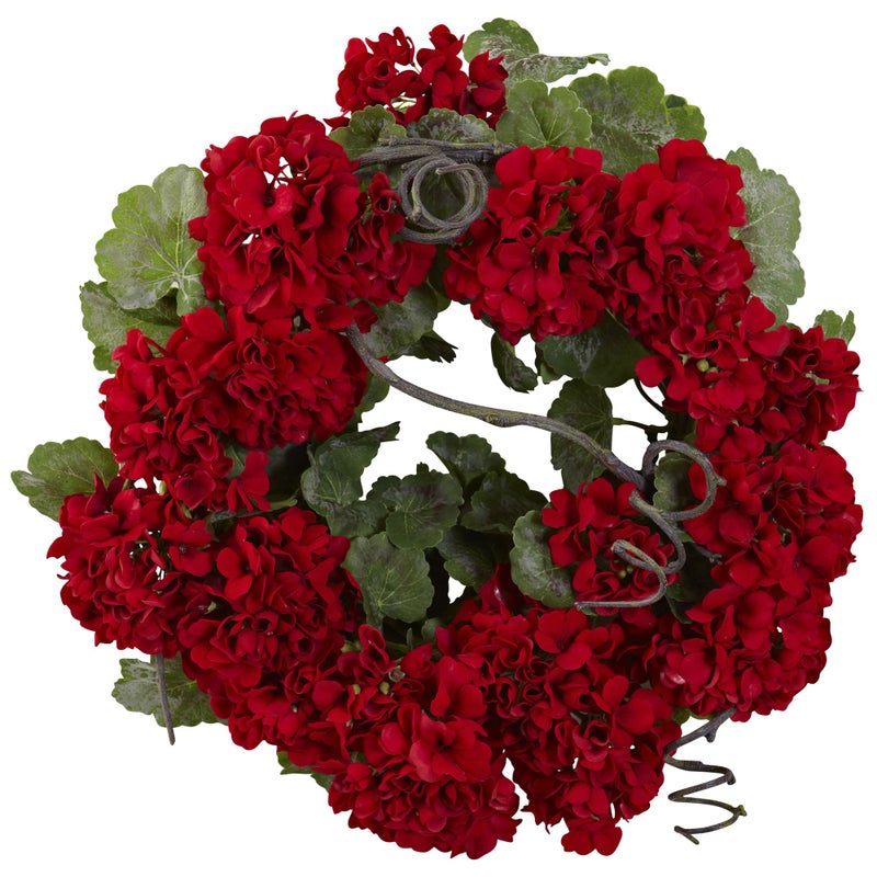 Nearly Natural 4986 Geranium Wreath, 17-Inch - Image 1