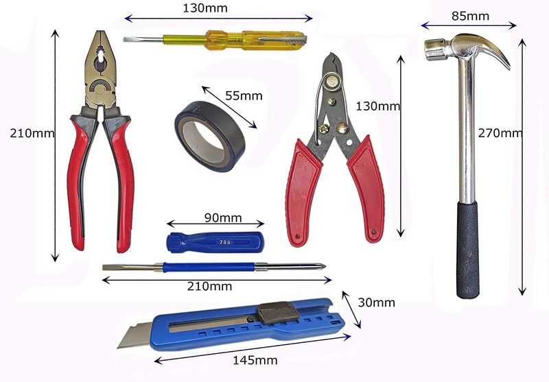 Inditrust INDITRUST Hand tool kit Plier 2in1 Screwdriver Electric Tape Electric Tester Paper cutter Claw hammer and Wire Cutter set Pack of 7 Hand Tool Kit  - Image 2