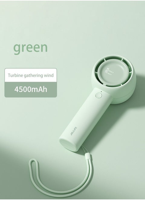 JISULIFE Handheld turbo fan [16 hours maximum cooling time] Mini portable handheld fan, 4500mAh USB rechargeable Mini fan,5 speeds, suitable for travel/home/office