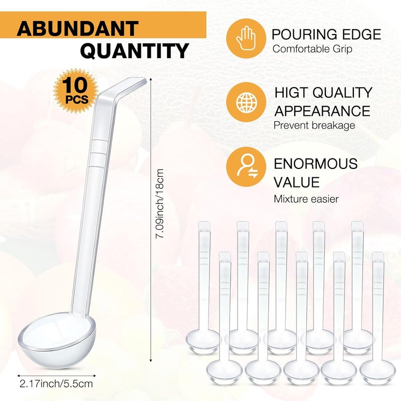 Tioncy 10 Pcs 1 oz Small Ladle 7.1 Inches Mini Ladle for Serving Sauce, Soup, Dressing, Punch Bowl, Gravy, Cocktail, Fruit Juices Reusable Plastic Long Handle Spoon for Party Banquets Catering(Clear) - Image 2