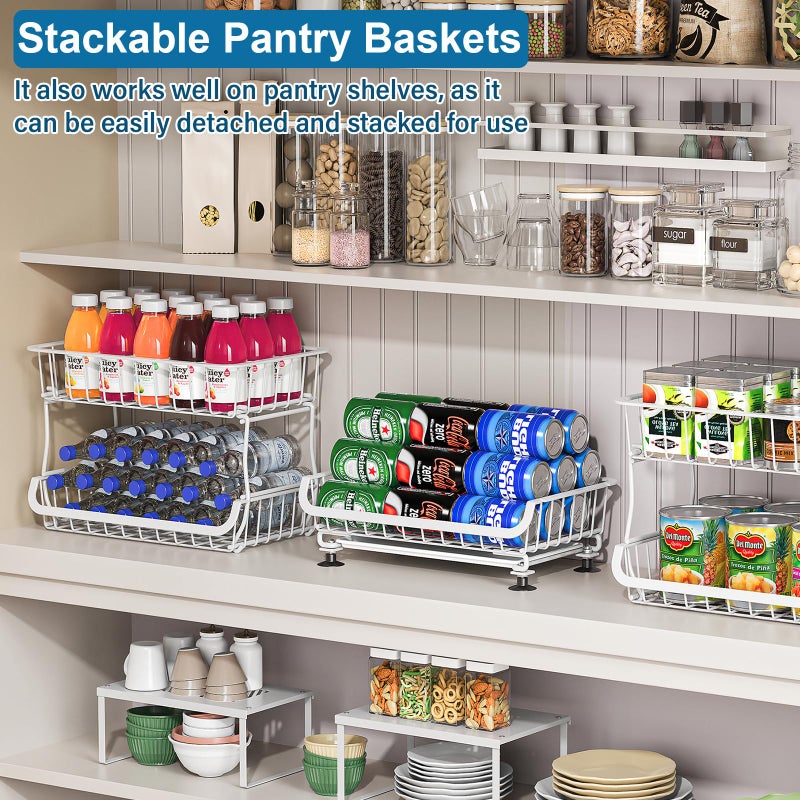 OKZEST 3-Tier Rolling Pantry Floor Organizer and Storage Cart with Wheels, Stackable Wire Pantry Baskets for Pantry Shelves, Kitchen Storage Rack and Fruit Basket Stand for Fruit Snack Onion Potato - Image 3