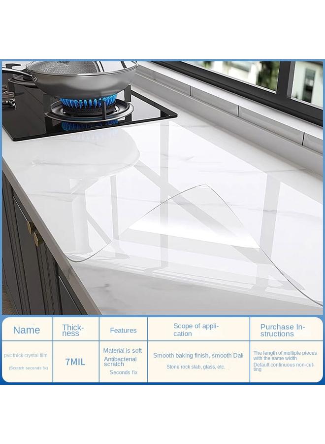 Bluejw Cooktop Film Kitchen Cabinet Glass Countertop Marble Quartz Stone Oil-proof Sticker High Temperature Table Transparent - Image 1