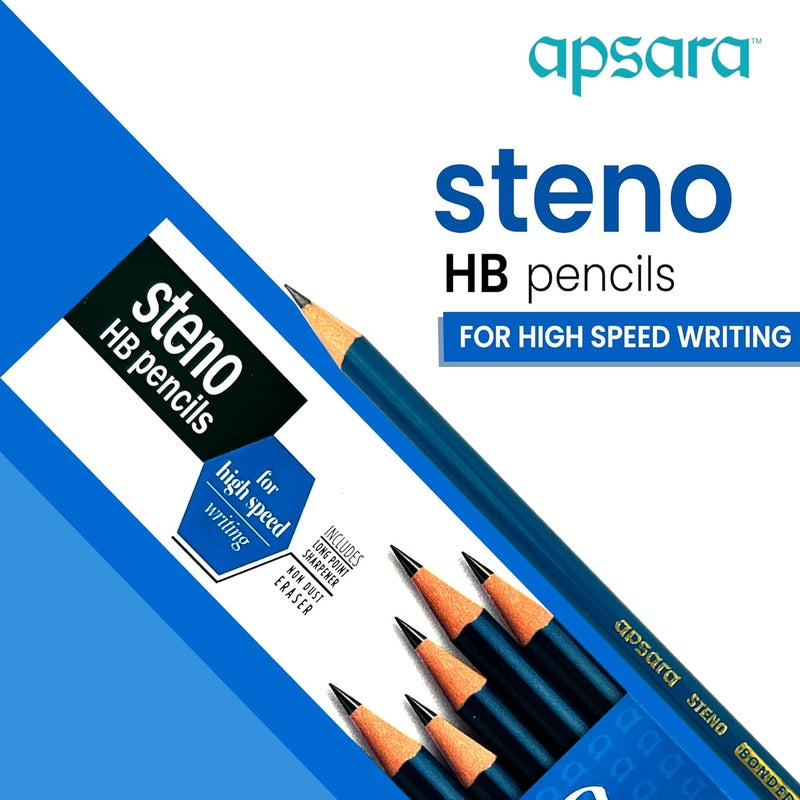 Apsara Apsara Steno HB Pencil Specific Pencil Designed Primarily for Stenography Extra Fine Pressure Free Grip Soft Strong Lead Use for School College students office person Pack of 10 - Image 4
