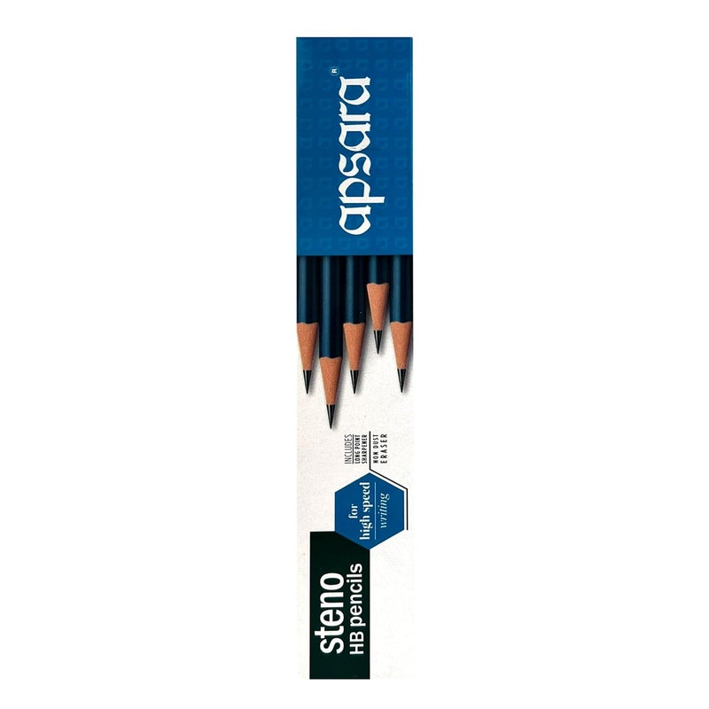 Apsara Apsara Steno HB Pencil Specific Pencil Designed Primarily for Stenography Extra Fine Pressure Free Grip Soft Strong Lead Use for School College students office person Pack of 10 - Image 1