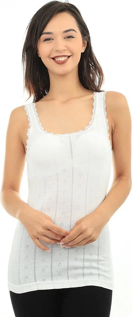 توتكو Passion Women 6 Pack Jacquard (Breathable) Thick Strappy Undershirt (Ecru)