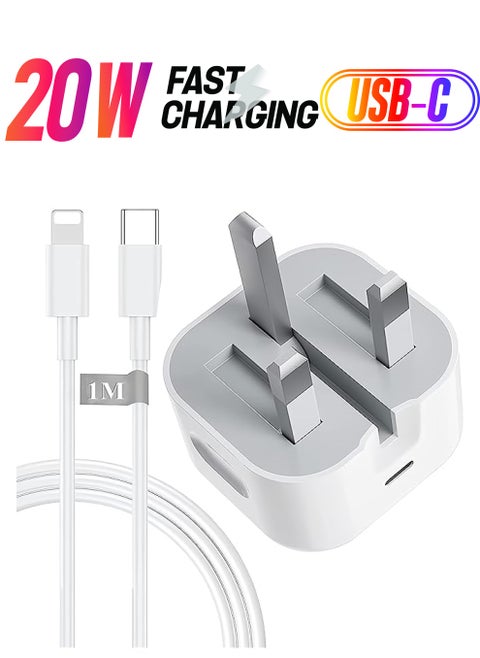 C Fast Charger Head 20w Power Adapter Type C With 1m Iphone Fast Charging Cable Universal Travel Adapter Usb-c Plug Compatible For Iphone 14 Pro /14 Pro Max/14 Plus/14/13/12/11, Etc.