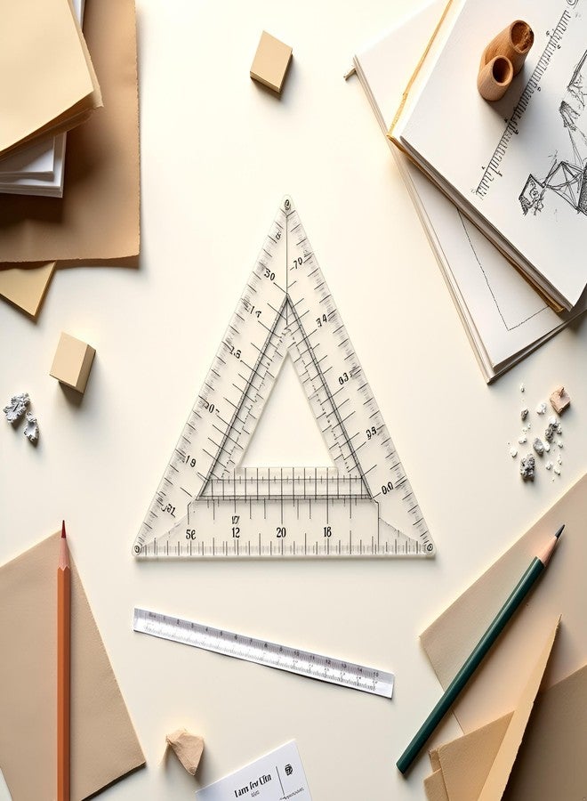 Tnyvm 2Pcs Transparent Triangle Ruler Small Architectural Scale Ruler Pocket Size Ruler Metric Plastic Triangle Drafting Tools Office and School Supplies - Image 5