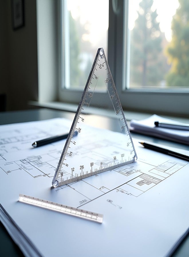 Tnyvm 2Pcs Transparent Triangle Ruler Small Architectural Scale Ruler Pocket Size Ruler Metric Plastic Triangle Drafting Tools Office and School Supplies - Image 4