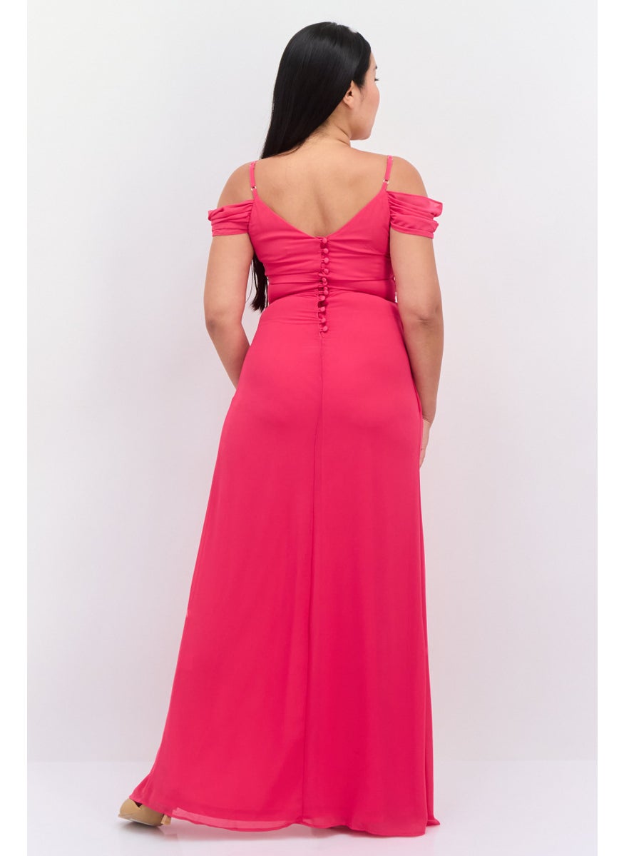 TFNC - Women Plain Maxi Dress, Pink - Image 1