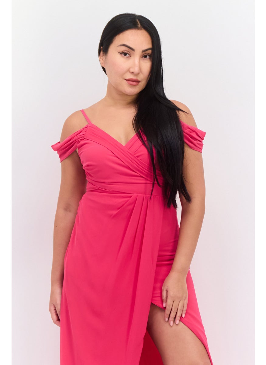 TFNC - Women Plain Maxi Dress, Pink - Image 1