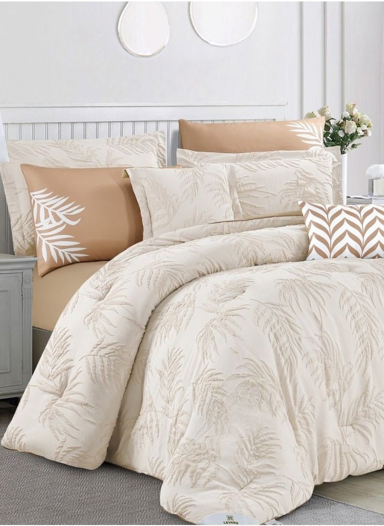 LEVORE - Classic 8-piece striped double bed sheet set, king size - Image 1