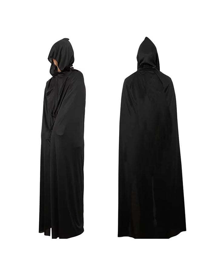 Brain Giggles BrainGiggles Unisex Black Death Hooded Cape Halloween Costume, Vampire, Carnival, and Theme Party Attire for Kids & Adults (Medium) - Image 1