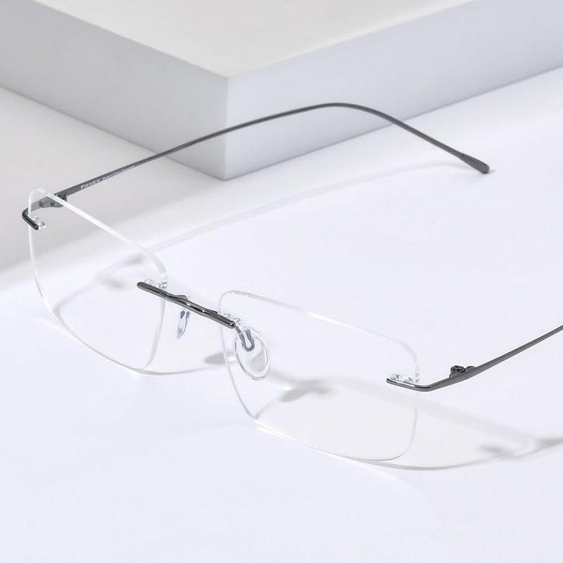 FONEX Titanium Glasses Frame,Rimless Frameless Optical Eyewear Eyeglasses for Men and Women F85634 - Image 3