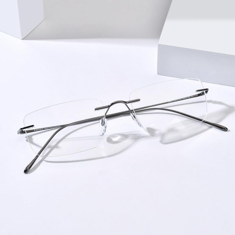 FONEX Titanium Glasses Frame,Rimless Frameless Optical Eyewear Eyeglasses for Men and Women F85634 - Image 2