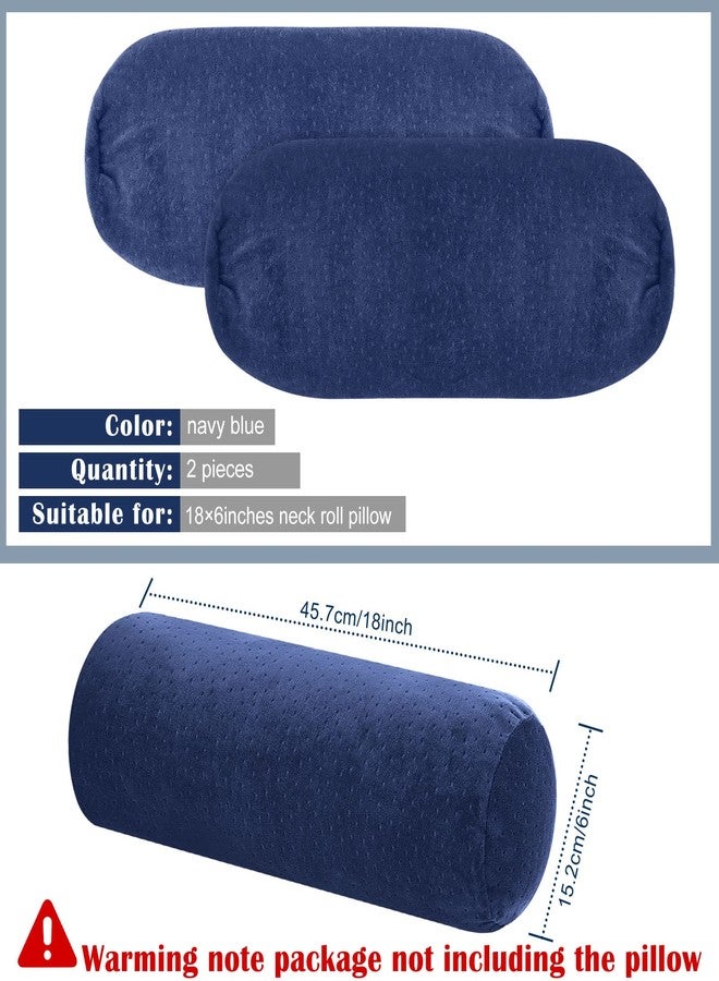 Remerry 2 Pcs 18 x 6 Inches Velvet Neck Roll Pillow Cover with Zipper, Soft Bolster Pillowcases for Cylindrical Pillow (Cover Only, Bolster Not Included)(Navy Blue) - Image 4
