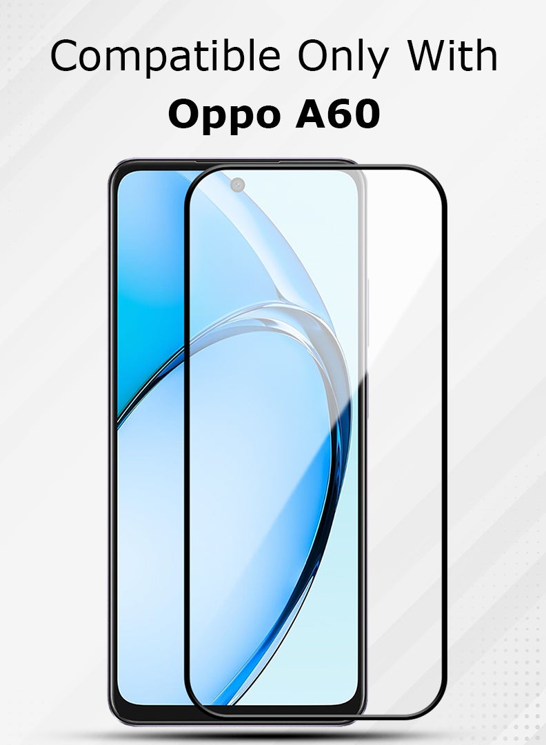 رفع القضية واقي شاشة لهاتف Oppo A60 مقاس 6.67 بوصة، مصنوع من زجاج مقوى بصلابة 9H، سهل التركيب وخالٍ من الفقاعات، وتغطية كاملة، ومضاد للخدش وحساس للمس - Image 2