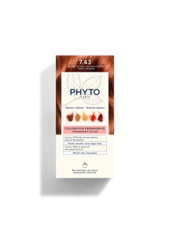 Phyto Phytocolor Permanent Hair Color, 7.43 Copper Golden Blonde, with Botanical Pigments, 100% Grey Hair Coverage, Ammonia-free, PPD-free, Resorcin-free 