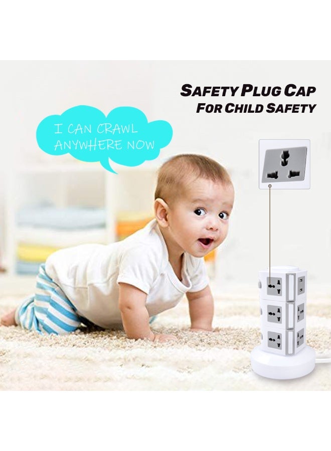 MODI Vertical Tower Extension Socket with USB Ports | Multiple Outlets with Independent Switches | Child Safety Plug Covers | Organized Design for Home & Office - Image 4