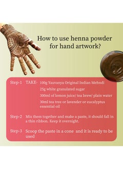 Yauvanya Yauvanya Original Indian Rajasthani Pure and Natural Henna (Mehndi) for Hair | Natural hair color | No chemical - 300 gms (3 Packets of 100 gms each)  - Image 2