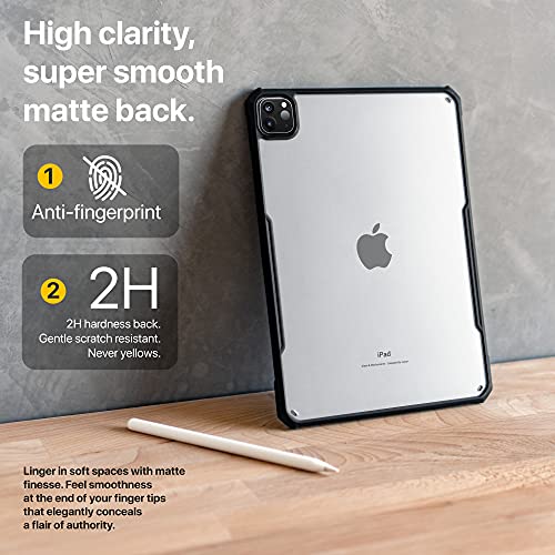 TineeOwl iPad Pro 12.9 inch Case 2022, 2021, 2020, 2018 (6th, 5th, 4th & 3rd Generation) Ultra Thin Matte Clear, Supports Apple Pencil Wireless Charging, Absorbs Shock (Black/Matte Back) - Image 2