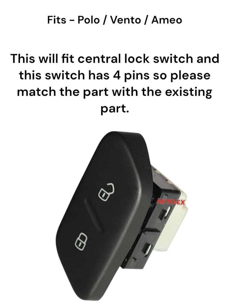 Auto-Ex Centre Central Door Lock Locking Switch Compatible/Replacement For Polo/Vento/Ameo - Image 2