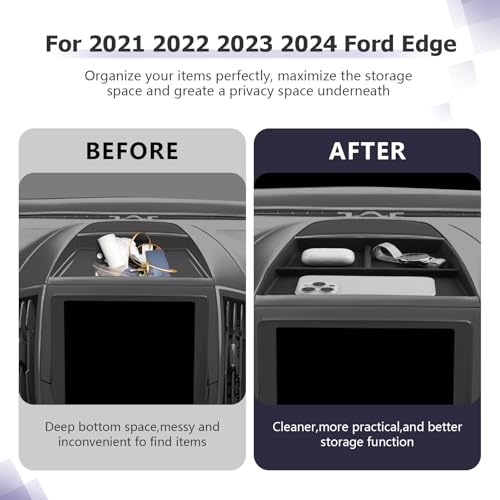 LUWU for 2024 Edge Dashboard Storage Tray 2021 2022 2023 2024 Ford Edge 12inch Behind Screen Organizer Center Console Display Box Dash Tray Edge 2024 Accessories Only for 12 Screen - Image 3