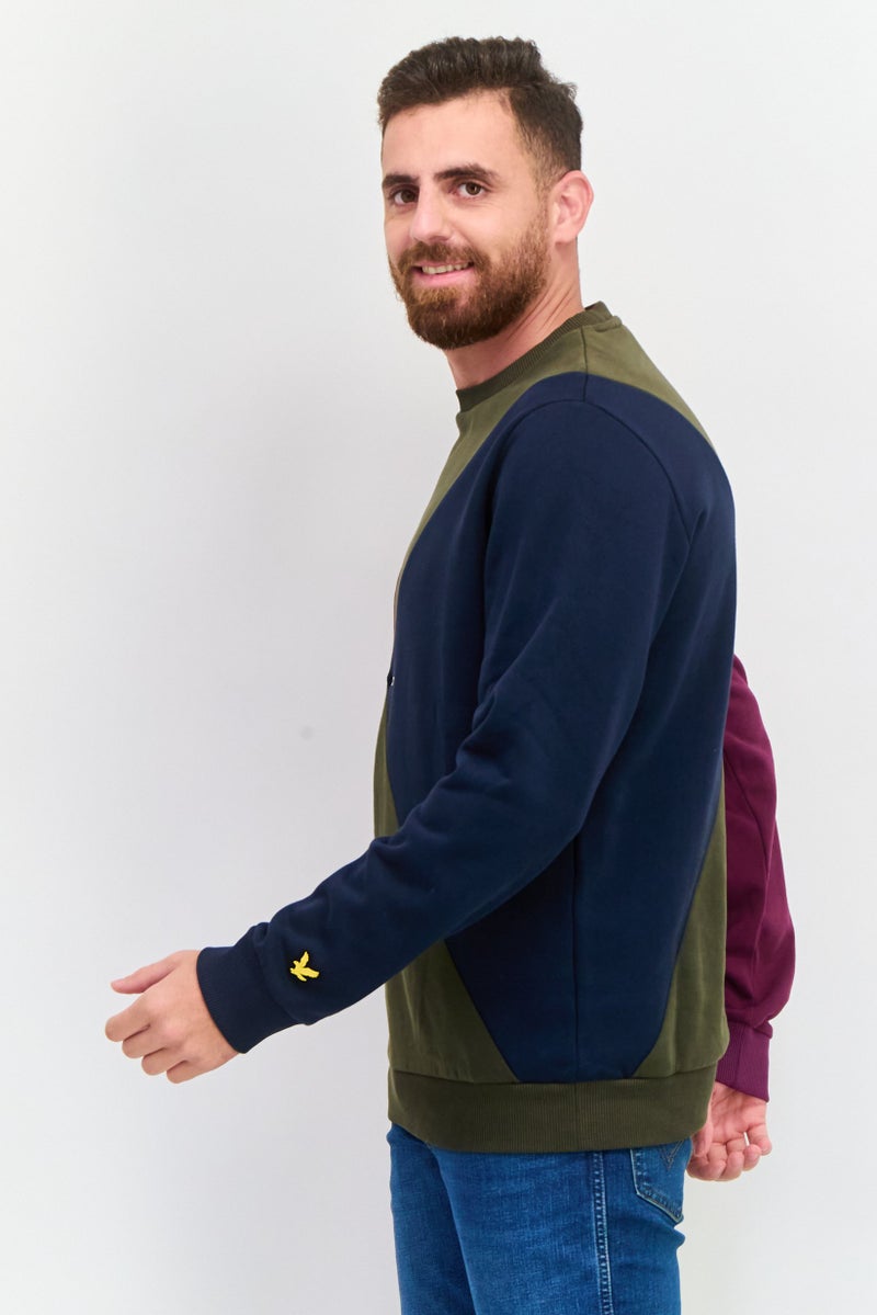 Lyle & Scott سويت شيرتات بأكمام طويلة للرجال بتصميم كرو عنق، زيتوني - Image 2