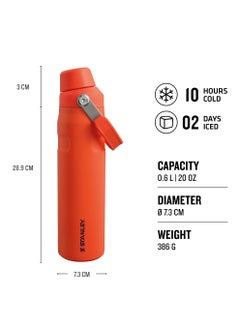 Stanley The Aerolight IceFlow Water Bottle Fast Flow 0.6L - Keeps 10 Hours Cold - Lightweight Insulated Water Bottles - Dishwasher Safe - Leakproof and Fast Flow Lid - BPA Free - Tigerlily  - Image 2