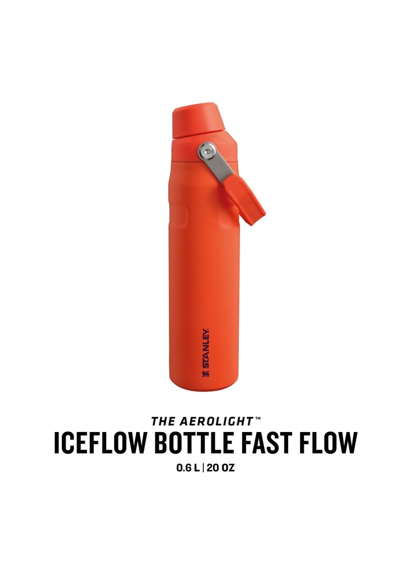 Stanley - The Aerolight IceFlow Water Bottle Fast Flow 0.6L - Keeps 10 Hours Cold - Lightweight Insulated Water Bottles - Dishwasher Safe - Leakproof and Fast Flow Lid - BPA Free - Tigerlily - Image 1