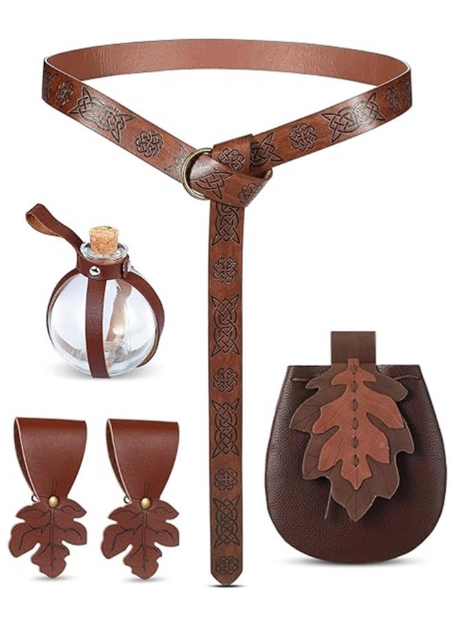 Muyixin 6 قطع من إكسسوارات النساء من عصر النهضة حزام حقيبة أوراق حزام الفايكنج زجاجات جرع جلدية تنزهات التنورة - Image 1