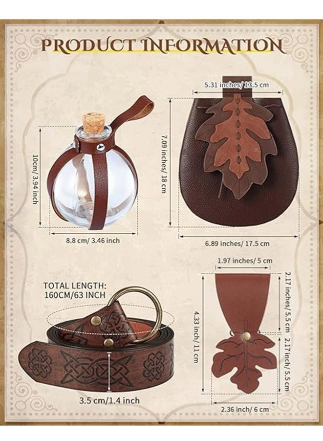 Muyixin 6 قطع من إكسسوارات النساء من عصر النهضة حزام حقيبة أوراق حزام الفايكنج زجاجات جرع جلدية تنزهات التنورة - Image 2