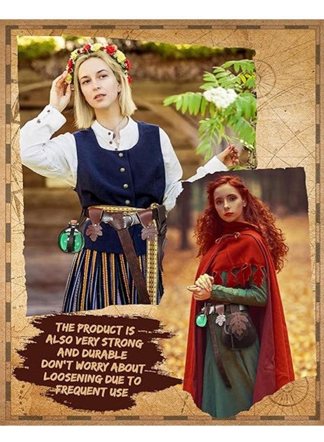 Muyixin 6 قطع من إكسسوارات النساء من عصر النهضة حزام حقيبة أوراق حزام الفايكنج زجاجات جرع جلدية تنزهات التنورة - Image 3