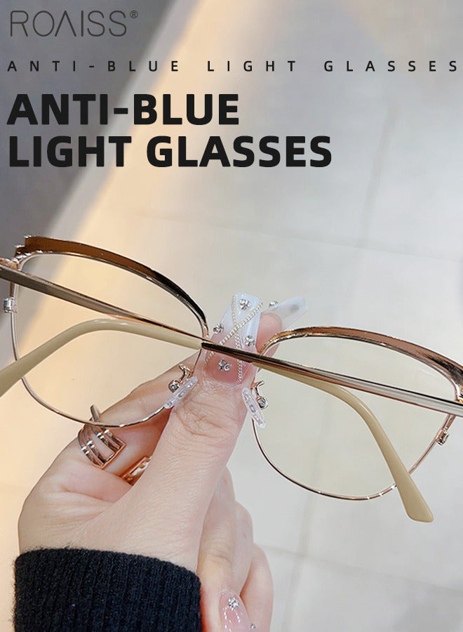 roaiss Women's Blue Light Blocking Glasses Blue Light Filter Computer Reading Gaming TV Phones Cat Eye Eyeglasses Fashion Anti Eyestrain Headache Eyewear Beige Gold 53mm - Image 3