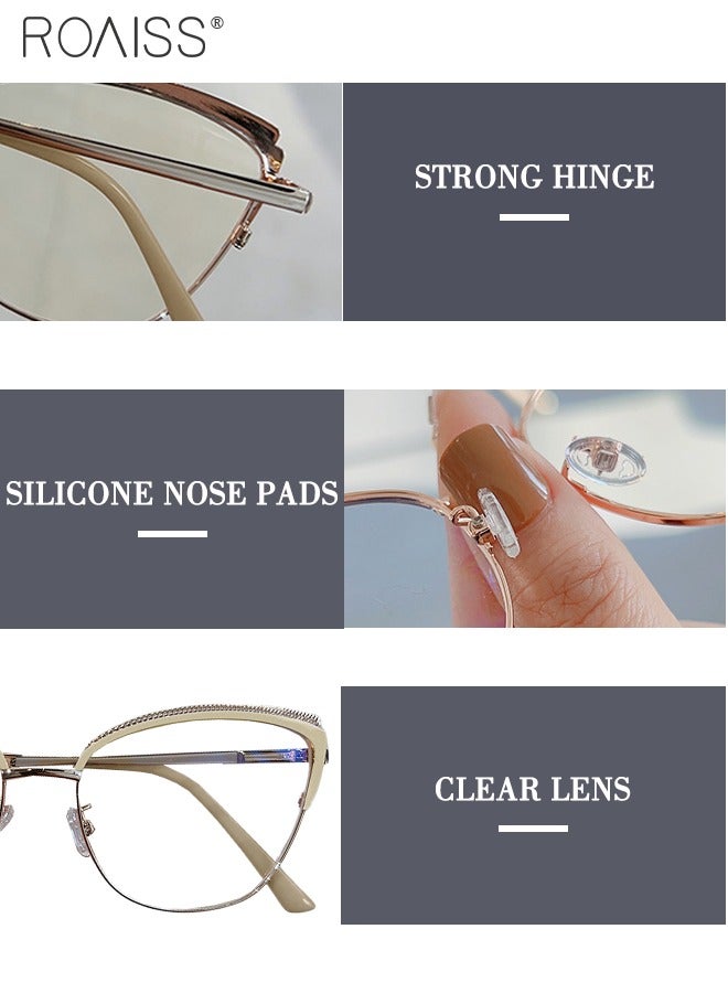 roaiss Women's Blue Light Blocking Glasses Blue Light Filter Computer Reading Gaming TV Phones Cat Eye Eyeglasses Fashion Anti Eyestrain Headache Eyewear Beige Gold 53mm - Image 5